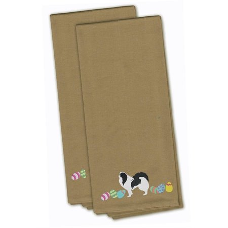 CAROLINES TREASURES Japanese Chin Easter Tan Embroidered Kitchen Towel CK1658TNTWE